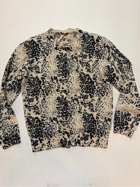 J. Crew Cream and Black Leopard Cardigan